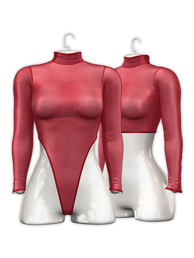 .:villena:. - Sheer Leotard + Crop - Red