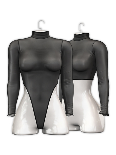 .:villena:. - Sheer Leotard + Crop - Black