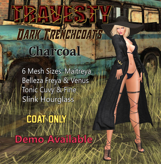 Travesty Womens Trenchcoat Charcoal