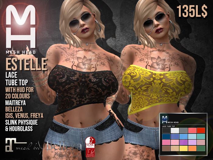Mesh Head - Estelle Lace Tube Top / SLINK / MAITREYA / BELLEZA