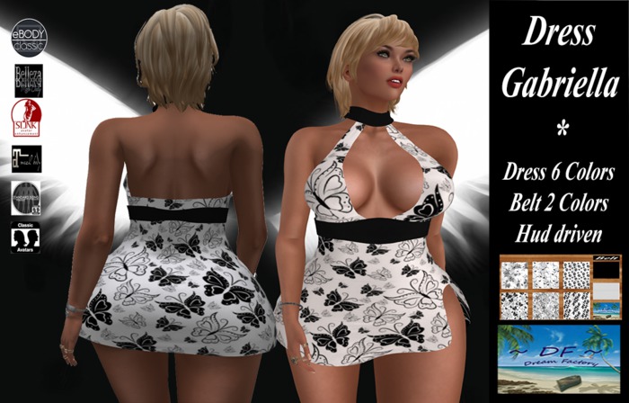 ~DF~Dress Gabriella black & white w/Hud