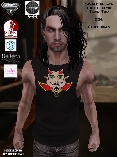 Fitted Male Comic Vamp Tank