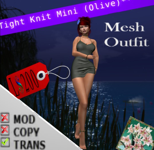 Tight Knit Mini Dress (Olive) Bagged (Wear to Unpack)