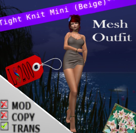 Tight Knit Mini Dress (Beige) Bagged (Wear to Unpack)