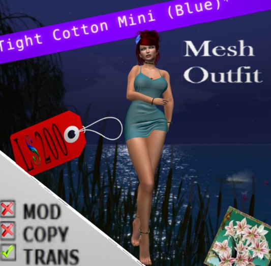 Tight Cotton Mini Dress (Blue) Bagged (Wear to Unpack)