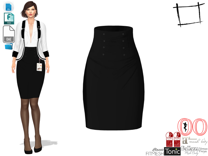 Dae Obj FBX Women's Office Skirt Slink, Ocacin Standard, Maitreya, Belleza, Ocacin Voluptuous, Tonic