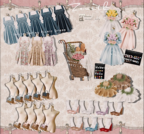 =Zenith=Rattan Spring Picnic Bag (Purple) -Rigged