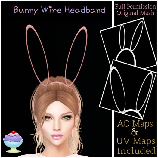 Second Life Marketplace - [Sherbert] Full Perm Bunny Ears Wire Headband ...