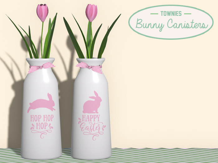 Townies Easter Country Canister Vases -Pink Tulip