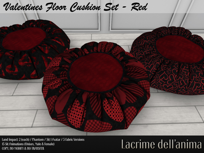 (BOX) Valentines Floor Cushion Set - Red