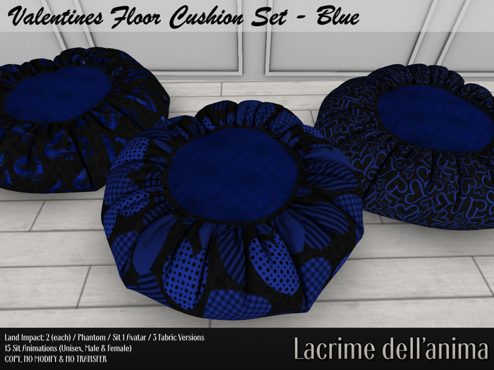 Valentines Floor Cushion Set - Blue