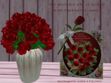 BMC116. 50 ROSES IN A VASE & A HAPPY BIRTHDAY GORGEOUS WIFE CARD.