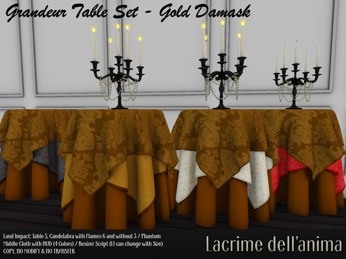 (BOX) Grandeur Table Set - Gold Damask