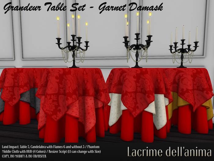 (BOX) Grandeur Table Set - Garnet Damask