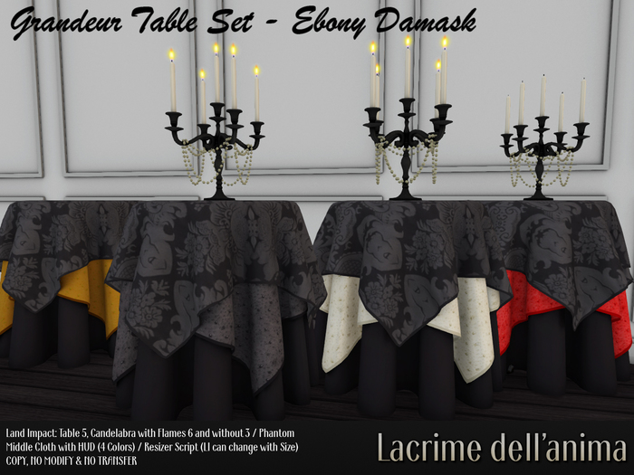 (BOX) Grandeur Table Set - Ebony Damask