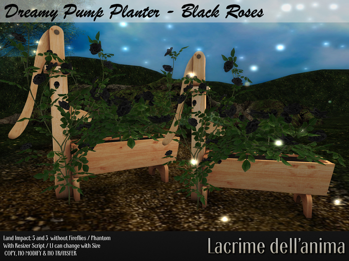 (BOX) Dreamy Pump Planter - Black Roses
