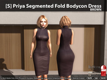 [S] Priya Segmented Fold Bodycon Dress Brown