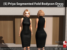 [S] Priya Segmented Fold Bodycon Dress Black