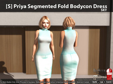 [S] Priya Segmented Fold Bodycon Dress Sky