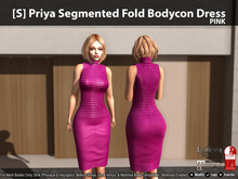 [S] Priya Segmented Fold Bodycon Dress Pink