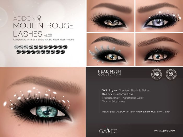 DISCOUNTED !!! [GA.EG] Mesh Heads Addon - AL02 Moulin Rouge Alpha Lashes