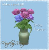 ~Pink Peonies & Hydrangea in Vintage Pitcher~