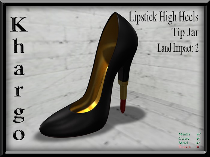 Second Life Marketplace Khargo Lipstick High Heels Tip Jar / Tipjar