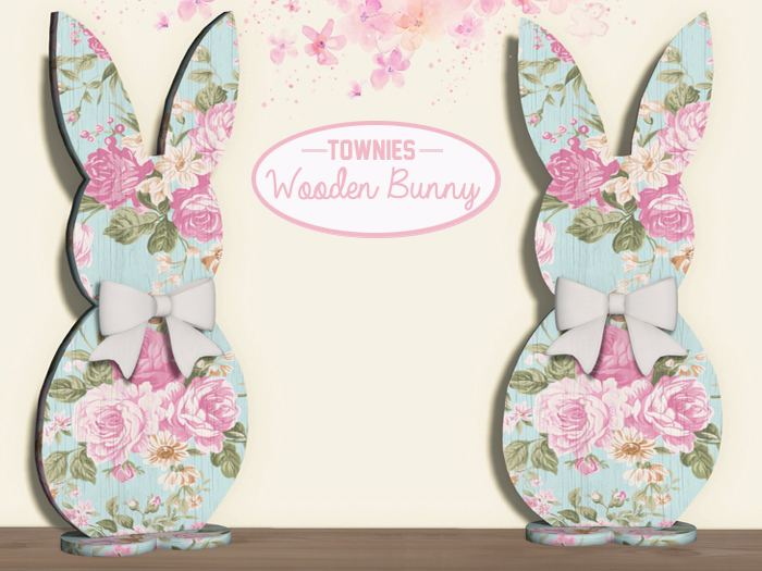 [Townies] Wooden Bunny - Blue Floral