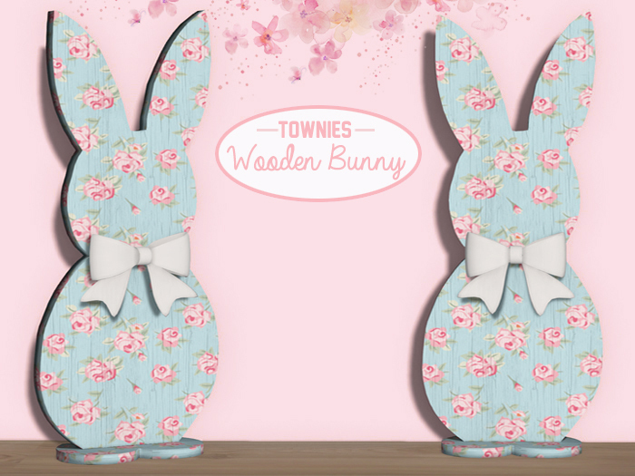 [Townies] Wooden Bunny - Blue Petite Roses