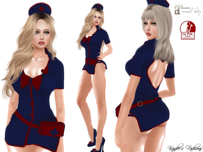 Blue & Red Nurses Complete Uniform