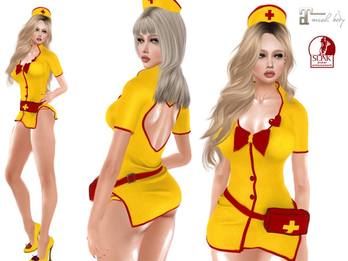 Yellow & Red Nurses Complete Uniform