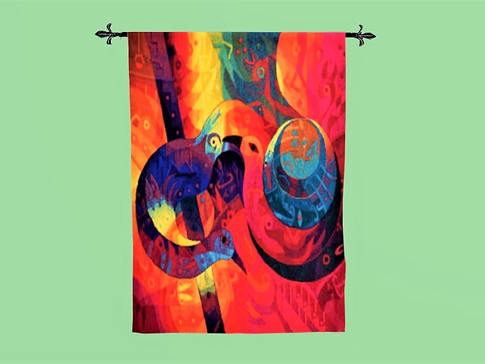 TAPESTRY Modern Wall Art Decor "BIRDS OF PARADISE" Hanging  Interior Design House Furnishings copy/mod 1 Prim PROMO SALE