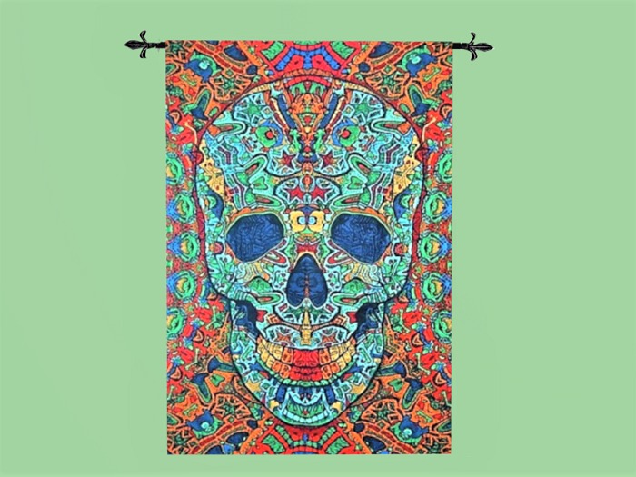 TAPESTRY Modern Wall Art Decor "PATTERNED SKULL" Hanging Interior Design House Furnishings copy/mod 1 Prim PROMO SALE