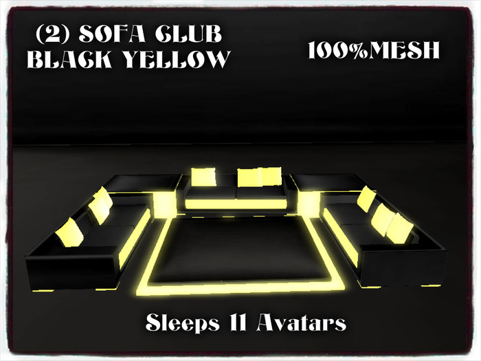 (2) SOFA CLUB BLACK & YELLOW