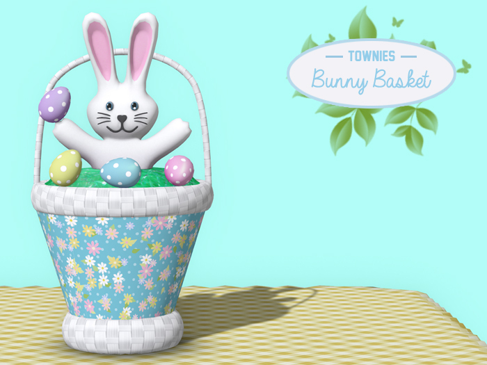 Townies Easter Bunny Basket (blue flowers)