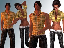pk2 Duo shirt mand and woman with pants plaid yellow
