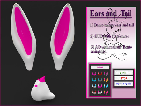 Second Life Marketplace - Ears and tail (Bunny) - Bento animation