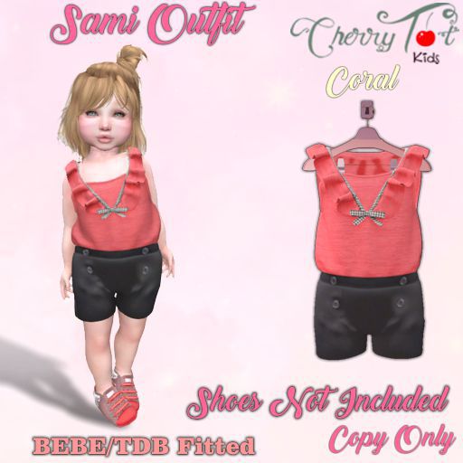*Cherry Tot* BEBE/TDB Fitted Sami Outfit Coral (Wear & Click)