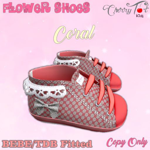 *Cherry Tot* BEBE/TDB Fitted Flower Baby Shoes Coral