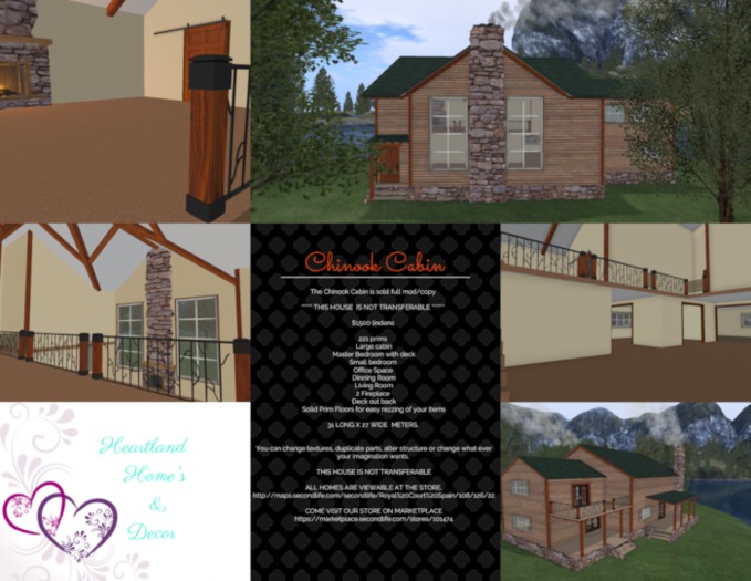 Second Life Marketplace - ~ Heartland Home's & Decor ~ Chinook Cabin