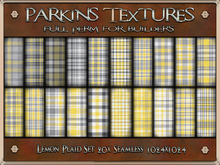 Parkins Textures - Lemon Grey Plaid Set - 20x Full Perm Seamless 1024 - Fabric, Clothing, Textile, Cloth, Check, Easter