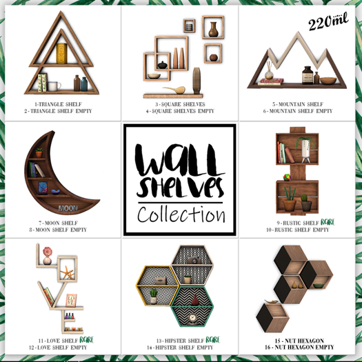 220ML - Wall Shelves Collection - Nut Hexagons - COMMON