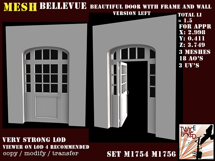 "TB" Bellevue beautiful door inspired on le petit trianon door version left M1754 M1756