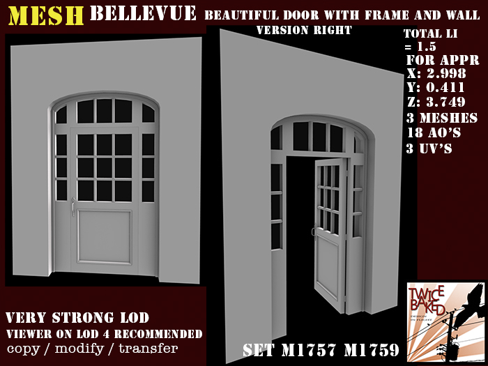 "TB" Bellevue beautiful door inspired on le petit trianon door version right M1757 M1759