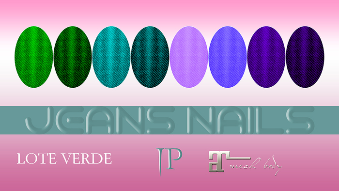 *IP*JEANS NAILS Maitreya HUD Lote Verde