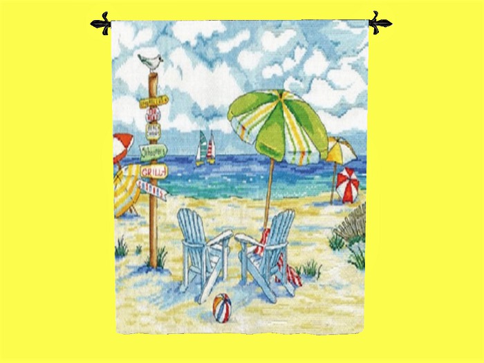 TAPESTRY Hanging Wall Art "Beach Scene 01 Artist Print" Cloth Fabric Design House Furnishings copy/mod 1 Prim PROMO SALE