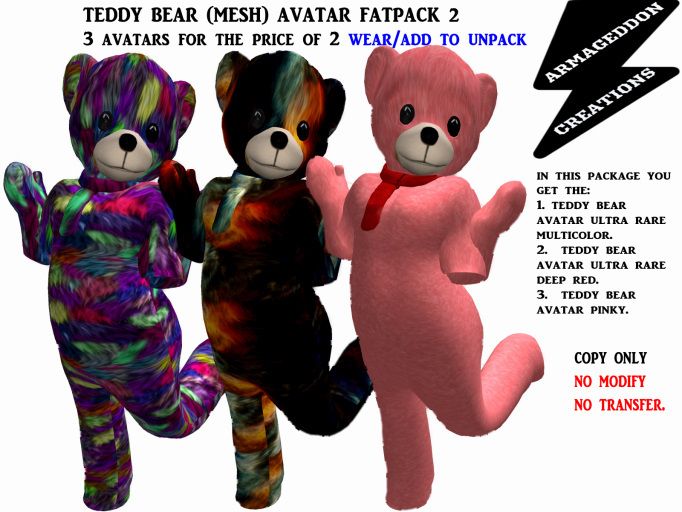 TEDDY BEAR MESH AVATARS FATPACK 2