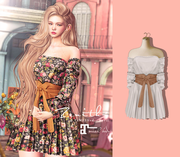 =Zenith=Off Shoulder Spring Dress (White) -Maitreya