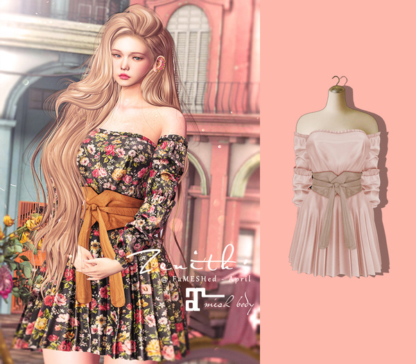 =Zenith=Off Shoulder Spring Dress (Rose) -Maitreya
