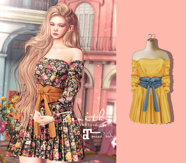 =Zenith=Off Shoulder Spring Dress (Lemon) -Maitreya